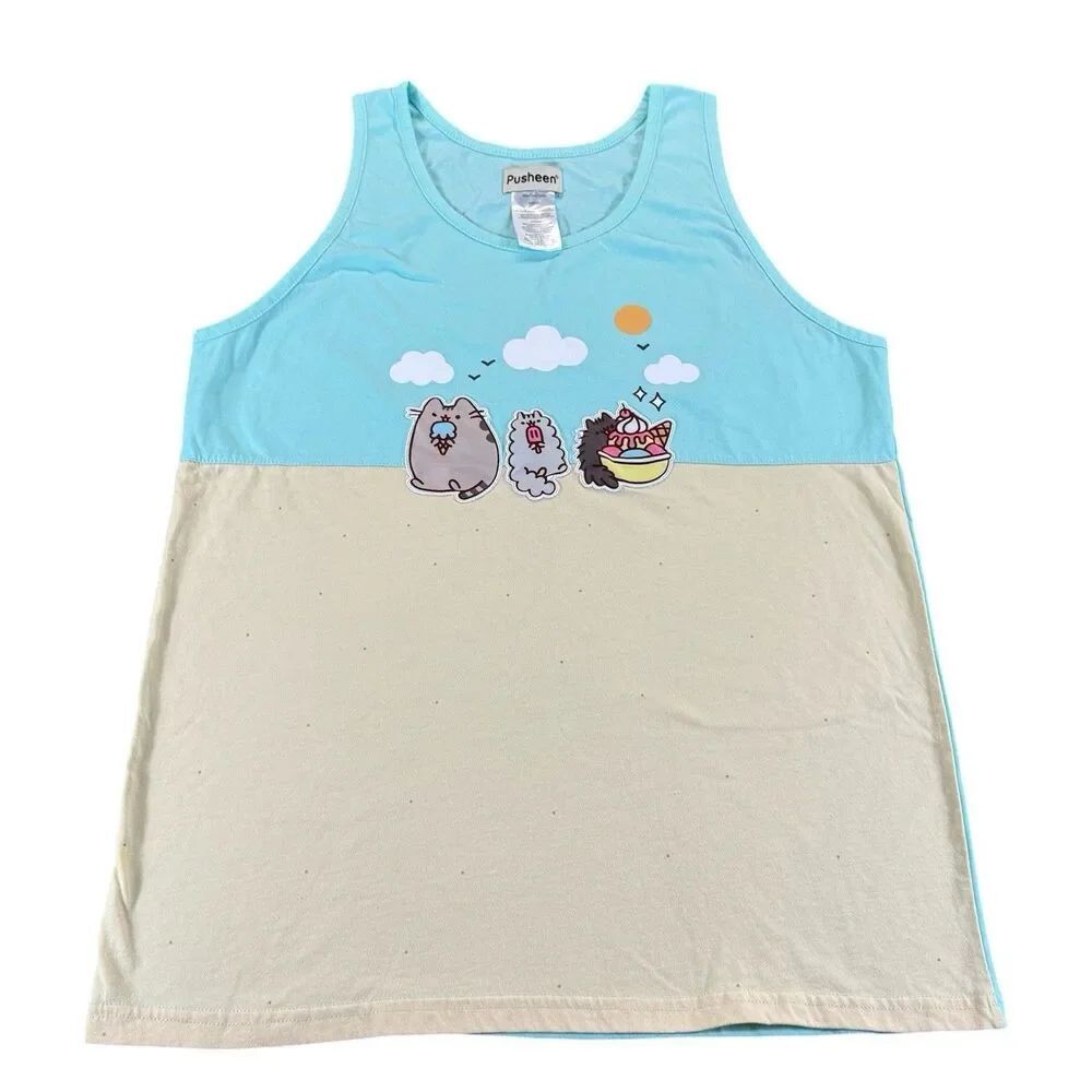 PUSHEEN BOX Sz S Exclusive Summer 2018 Ice Cream Beach Tank Top Shirt Tee
